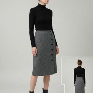 H&M Gray Herringbone Pencil Skirt